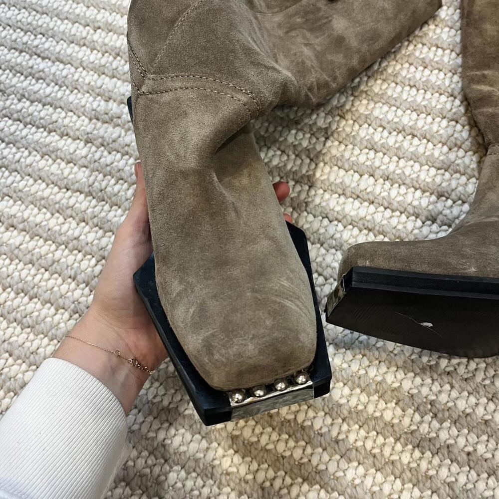 ASOS Tan Suede Boots with Block Heel - Picture 4 of 10